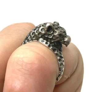 Vintage Sterling Silver Leopard Cheetah Jaguar Big Cat Safari Ring Size 6 - Picture 1 of 4