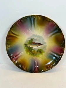 Antico piatto porcellana Royal BONN FRANZ Anton Mehlem 8,50" raro disegno pesce - Foto 1 di 10