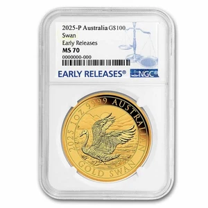 2025 Australia 1 oz Gold Swan MS-70 NGC (Early Release) - Picture 1 of 4