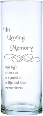 Vela conmemorativa bellamente grabada con láser viene completa con vela flotante de 3". Foto 1 de 4