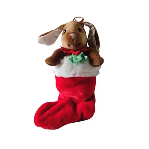 Vintage Weihnachtsstrumpf mit Plüschhase - Bild 1 von 3