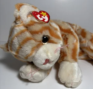 TY Beanie Buddies Amber Cat Baby 1999 Plush 11" w Tag Orange Stripe Kitty Tabby - Picture 1 of 15