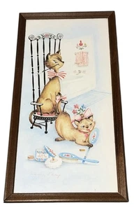 Margery D'Arcy Cat Print Bild Mid Century 60er Vintage Kitsch Prissy Kitty - Bild 1 von 9