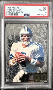 Troy Aikman 1996 Fleer Metal Precious Metal #29 PSA 8 Dallas Cowboys NM-MT Pop 1 - Picture 1 of 2