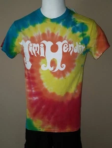 AUTHENTIC HENDRIX JIMI RAINBOW TIE DYE NAME SMALL SM MENS TEE SHIRT NEW - Picture 1 of 1
