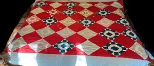VINTAGE QUILT 62X82 PATCHWORK HOMEMADE BLANKET SQUARES MULTICOLOR - Picture 1 of 10