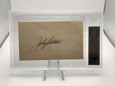 JOHNNY ANTONELLI AUTOGRAPH INDEX CARD BECKETT BAS SLABBED BRAVES GIANTS INDIANS - Image 1 of 2
