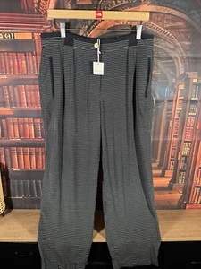 Whistles Black Striped Silk Straight Leg Track Pants Size UK16 EU44 RRP £125.00 - Picture 1 of 15