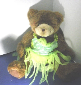 OSO FUNCIONA ~ 14" Peluche Marrón OSO DE PELUCHE con TUTÚ VERDE - Imagen 1 de 1