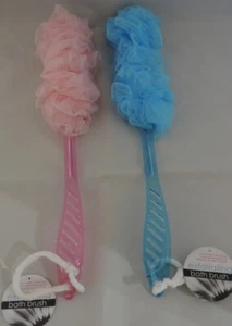 Loofah Back Bath Sponge Scrubber Shower Body Brush Mesh 17" Plastic Long Handle - Picture 1 of 10