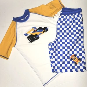 Gymboree sz 12 Boys Swim Rashguard shorts Set Race Car NWT - Picture 1 of 2