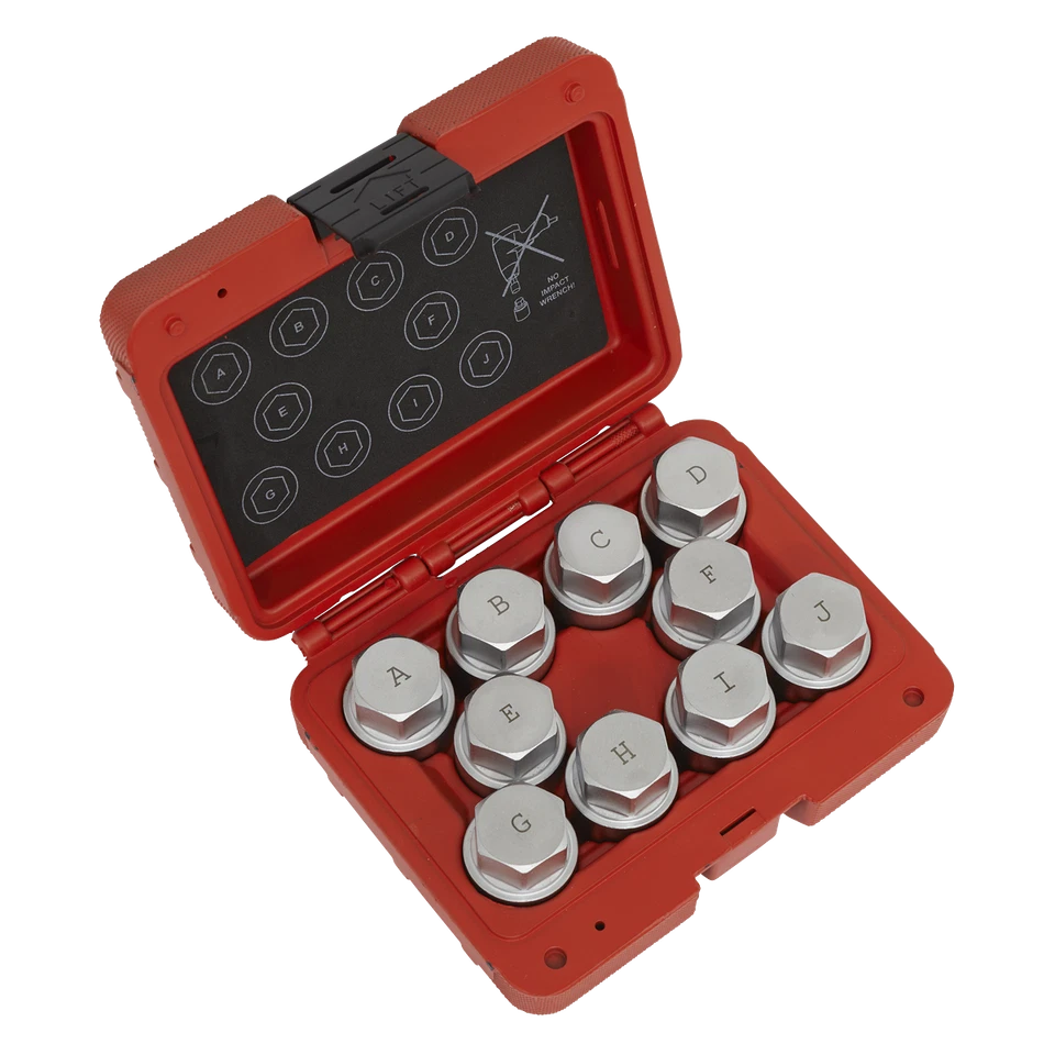Locking Wheel Nut Key Set 10pc - Land Rover SX222 Sealey New - Image 1 of 1