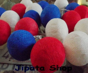 White-Blue-Red Yarn Ball Party-Wedding-Decoration X-mas 110V Light String - Picture 1 of 8