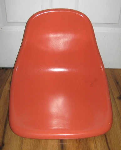 Vtg Mid Century Modern Eames Herman Miller Style Orange Fiberglass Chair Shell Cover