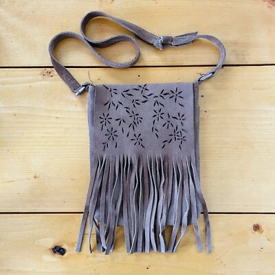 Bolso Bandolera Boho Pequeño con Flecos de Cuero The Limited Vintage Marrón Foto 1 de 4