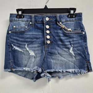 Indigo Rein Shorts Juniors Size 7 Ripped Blue Denim Curvy Fit High Rise - Picture 1 of 10