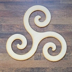 Grande Triskelion in legno MDF forma simbolo 10-60 cm antico celtico Newgrange artigianato - Foto 1 di 6
