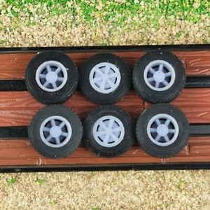 1:87 HO 3D Printed Semi Truck 6 Spoke Dayton Style Wheels and Tires Full Set - Picture 1 of 7
