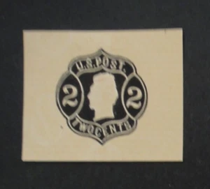 US Stamped Envelope W51 2c 1863-64 Cut Square Black on Buff - Picture 1 of 2