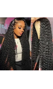 13x6 Water Wave Lace Front Wigs Human Hair Wigs 10A 180 Density HD 18 Inch - Picture 1 of 7
