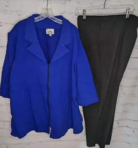OSO Casuals 2pc French Terry Lounge Set Blue/Black Zip Top/Pants Size 3X - Picture 1 of 9