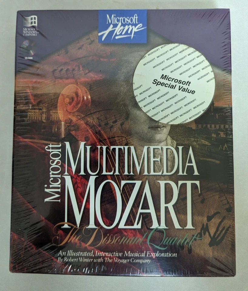 Microsoft Multimedia Mozart The Dissonant Quartet PC CD-ROM Ventana/Nuevo Sellado Foto 1 de 3