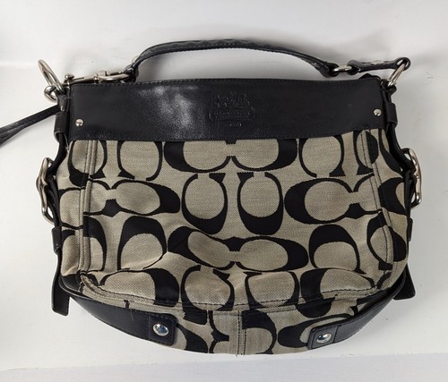 Coach M1020 F12657 Zoe Signature Hobo Bag tela pelle marrone nero con sacchetto antipolvere