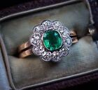 2ct Simulated Emerald Antique Vintage Wedding Ring 14k Rose Gold Plated Silver