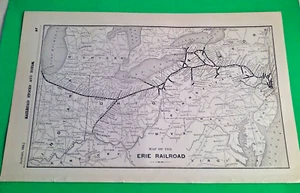 Rare 1903 Railroad Map of The ERIE Penn Railroad Railway Routes & Connections - Picture 1 of 6