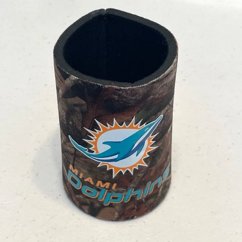 EUC Miami Dolphins NFL Football Koozie Hunting Camo Insulated Can Holder Cooler Cover