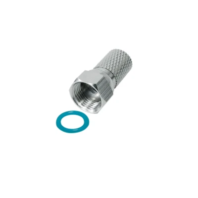 MK-DIGITAL F-Stecker 7.4 mm vernickelt Gummidichtung High Quality mit Breite Mutter