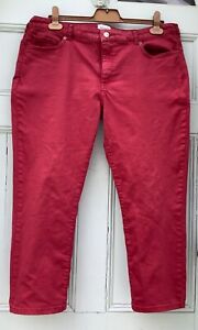 White Stuff red 'rust' cropped straight leg denim cotton jeans size 16