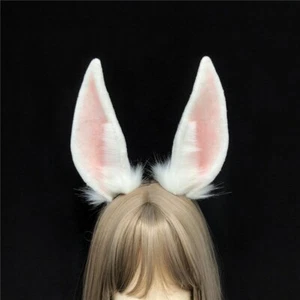 White Fold Wolf Haru Bunny Rabbit Ears Cosplay Hairhoop Headband Headwear - Picture 1 of 7