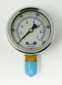 PIC Gauges 201L-204E Pressure Gauge 0-100 psi Range 1/4" NPT - Picture 1 of 4