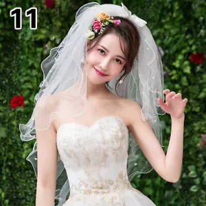 Elegant Short Bridal Tulle Veils Two Layers with Comb Wedding Accessories White - Picture 1 of 21