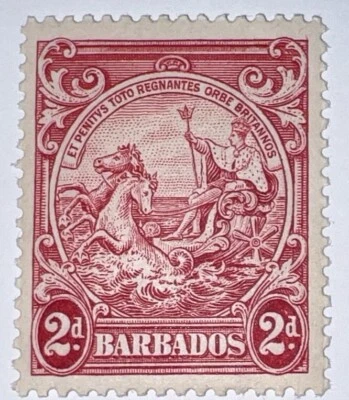 SELLOS DE VIAJE: SELLOS DE BARBADOS 1938-47 SG# 250, 2d, SELLO DE LA COLONIA 13 1/2 x 13 Foto 1 de 4