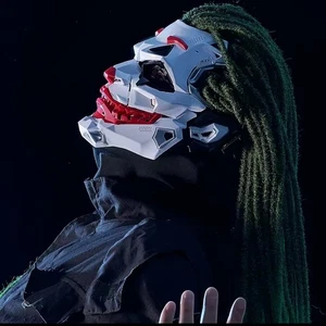 Cyberpunk Joker Masks with Clown Braids CosplayClown Mask Props Halloween - Picture 1 of 5
