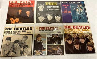 Lot Of 6 Beatles 45 RPM Vinyl Record Picture Sleeves! Capitol, Tollie, Vee Jay! Foto 1 de 4