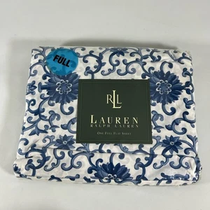 Ralph Lauren Rosette FULL FLAT Laken, Porzellan blau weiß, 100% Baumwolle, 200 Fäden - Bild 1 von 9