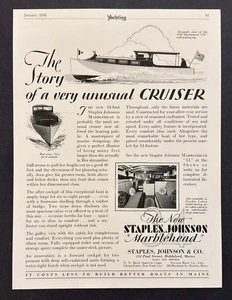 1930 Staples, Johnson Marblehead Cruiser photo "Very Unusual" vintage print ad - Picture 1 of 1