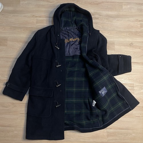 cappotto vintage burberry's piumino con cappuccio lana cashmere blu navy uomo taglia 2XL