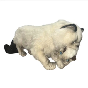 Vintage 1983 Avanti Realistic Plush Stuffed Animal Himalayan Mother Cat w/Kitten - Picture 1 of 5