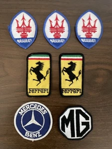 Vintage Maserati Ferrari Mercedes Benz & MG Automobile Patch Lot of 7 - Picture 1 of 8