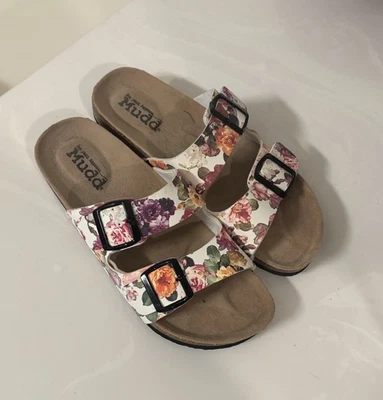 Sandalia mujer Mudd bambú doble correa diapositivas talla 7-8 M Foto 1 de 2