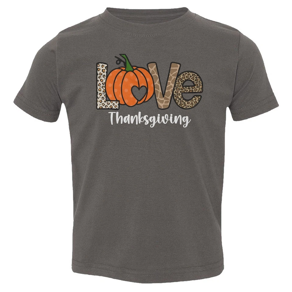 Love Thanksgiving Pumpkin - Camiseta con diseño de leopardo para niños pequeños Foto 1 de 1