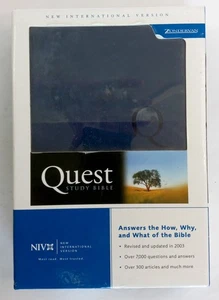 Bible Quest Study NIV Italian Duo-Tone Blue Zondervan Original Box - Picture 1 of 24