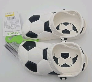 Boy's Kids White Crocs Classic Soccer Ball Clog Size C9 NWT. - Picture 1 of 4