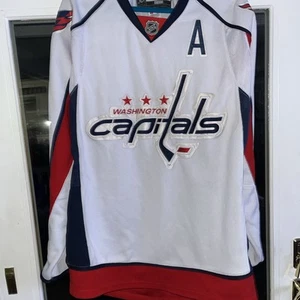 Reebok CCM Alex Ovechkin #8 Washington Capitals NHL Jersey White, Strap, Size 52 - Picture 1 of 7
