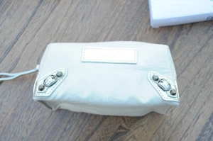 Balenciaga Paris Gold Shimmer Cream Small Zipped Cosmetic Pouch Brand New in Box - Picture 1 of 8