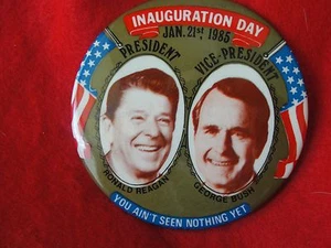 Reagan / Bush Pin Back Button - 1985 -Inauguration Day, Jan. 21st, 1985 - Picture 1 of 2